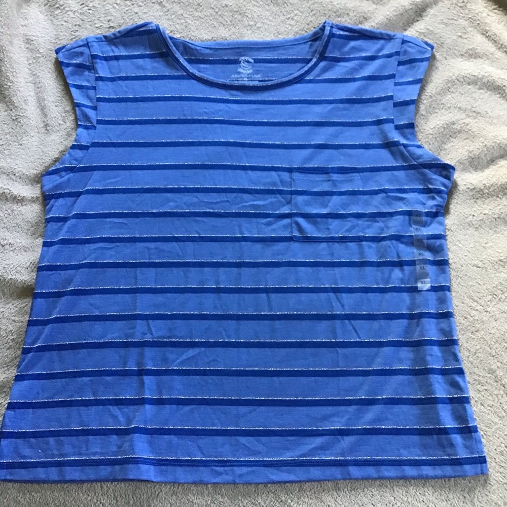 ❗Cap sleeve tee 🧺 blue with silver stripes